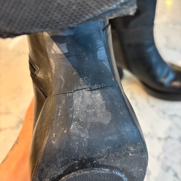 Pons Quintana Black Leather Mid Calf Heeled Platform Boot - Picture 9 of 14